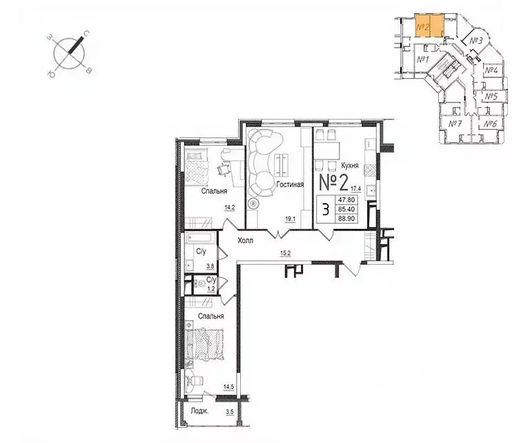3-к кв. Московская область, Наро-Фоминск ул. Новикова, 20/1 (89.1 м) - Фото 0