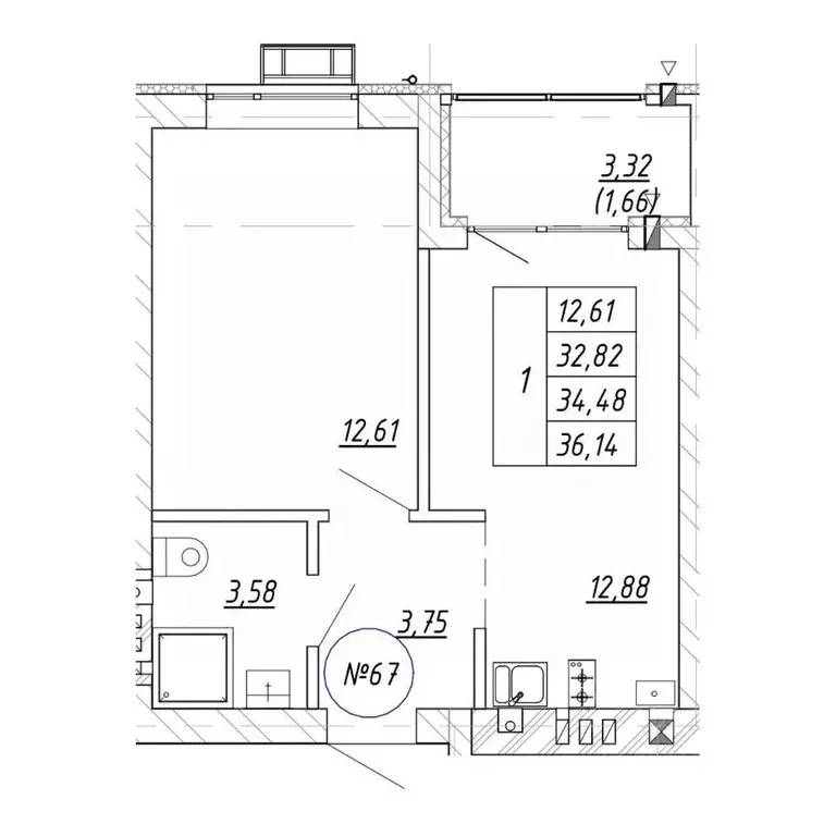 1-к кв. Калининградская область, Зеленоградск  (36.14 м) - Фото 1