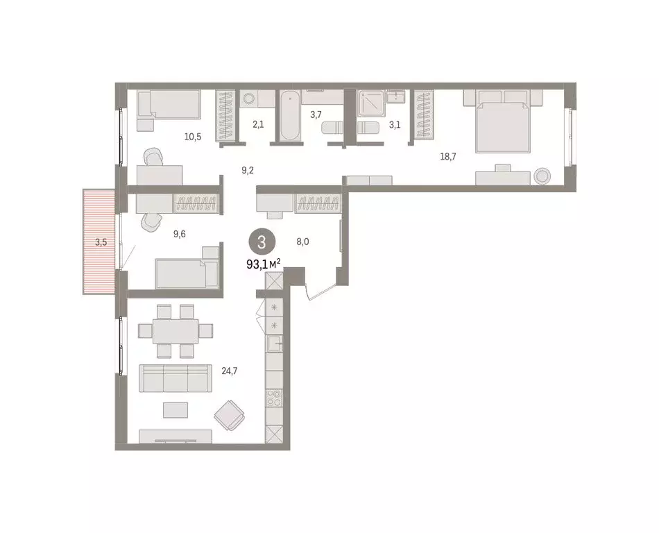 3-комнатная квартира: Екатеринбург, жилой район Юго-Западный, жилой ... - Фото 2