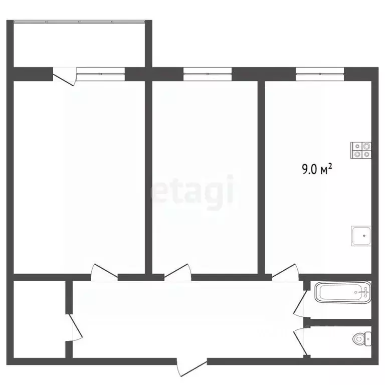 2-к кв. Забайкальский край, Чита ул. Весенняя, 34 (57.2 м) - Фото 1