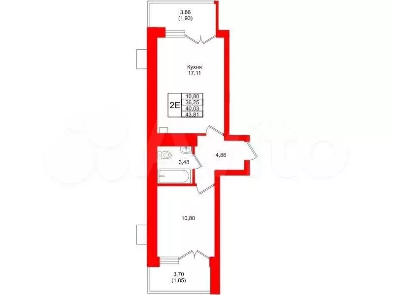 1-к. квартира, 40 м, 3/7 эт. - Фото 1