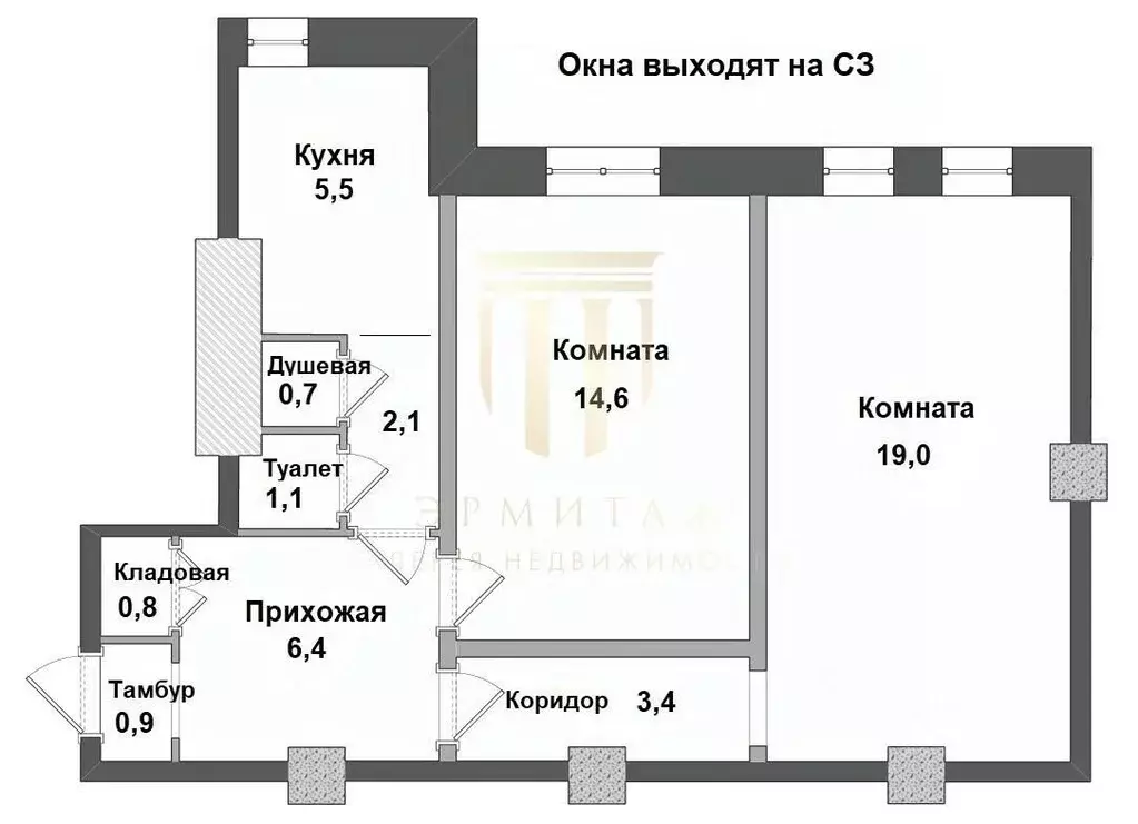 2-к кв. Санкт-Петербург Дачный просп., 23К5 (54.5 м) - Фото 2