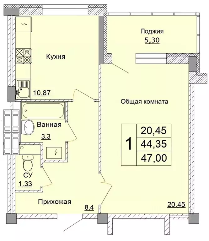 1-к кв. Белгородская область, Старый Оскол Степной мкр, 33Е (47.0 м) - Фото 0