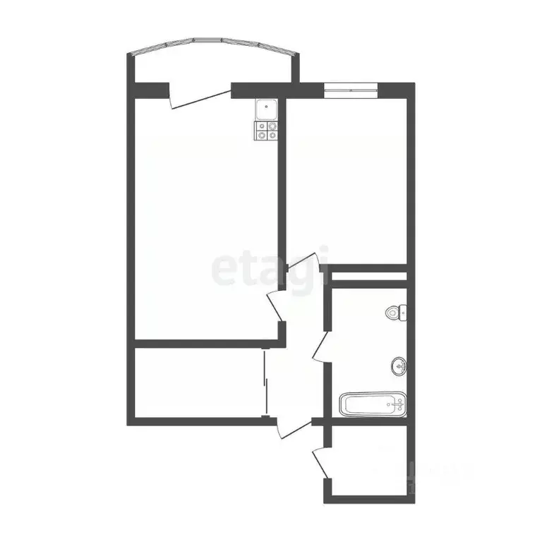 1-к кв. Тюменская область, Тюмень ул. Казачьи луга, 12 (35.0 м) - Фото 1