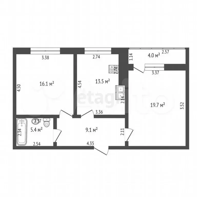 2-к. квартира, 67 м, 2/12 эт. - Фото 0