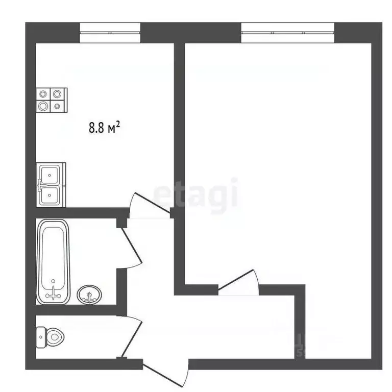 1-к кв. Архангельская область, Архангельск Воскресенская ул., 99 (34.5 ... - Фото 2