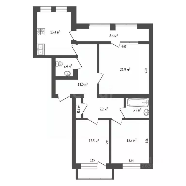 3-к кв. Севастополь ул. Астана Кесаева, 4 (94.1 м) - Фото 2