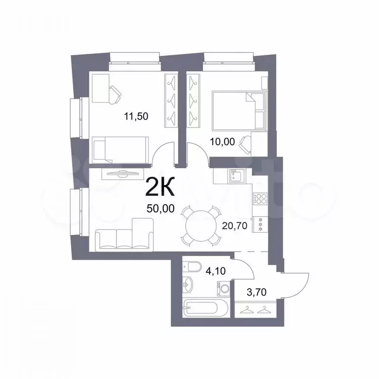 2-к. квартира, 50 м, 16/29 эт. - Фото 0