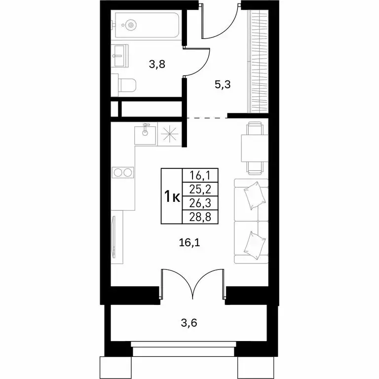 Квартира-студия: Нижний Новгород, улица 50-летия Победы, 23 (26.3 м) - Фото 1