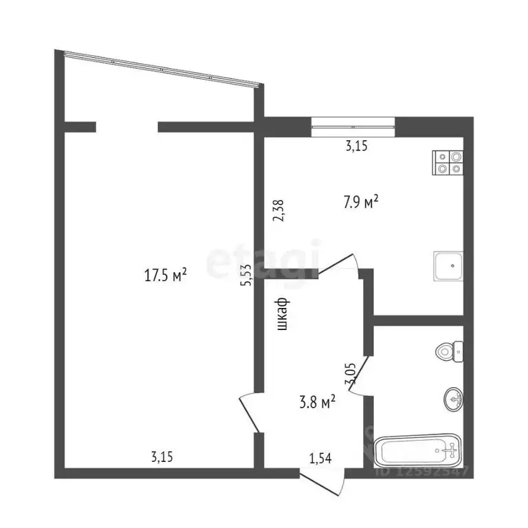 1-к кв. Крым, Симферополь ул. Куйбышева (35.0 м) - Фото 1