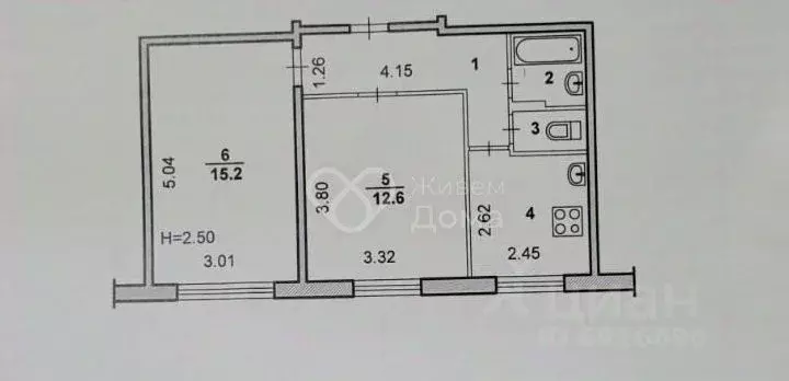 2-к кв. Волгоградская область, Волжский ул. Пушкина, 170 (43.6 м) - Фото 2