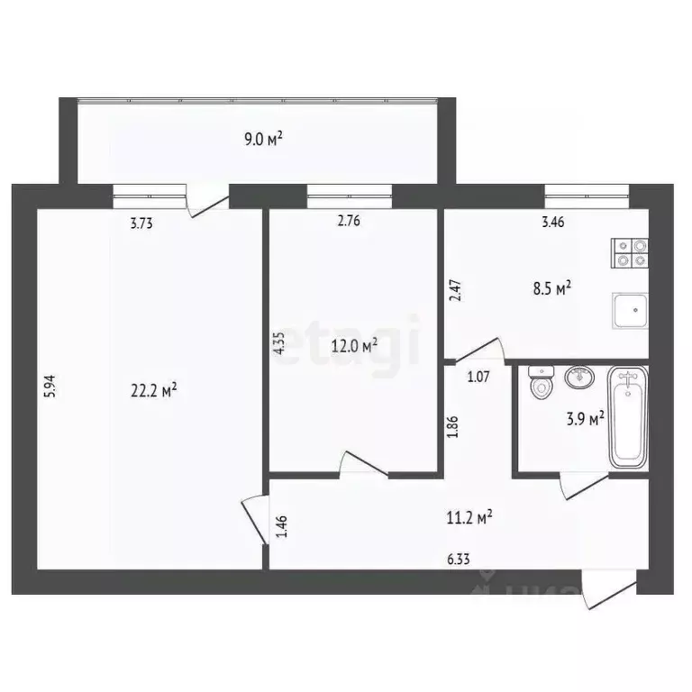 2-к кв. Тюменская область, Тюмень ул. Московский Тракт, 127 (57.8 м) - Фото 0
