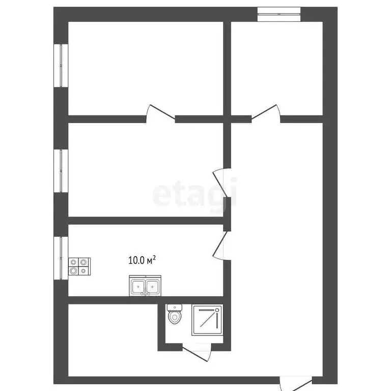 Квартира, 3 комнаты, 43.5 м - Фото 0