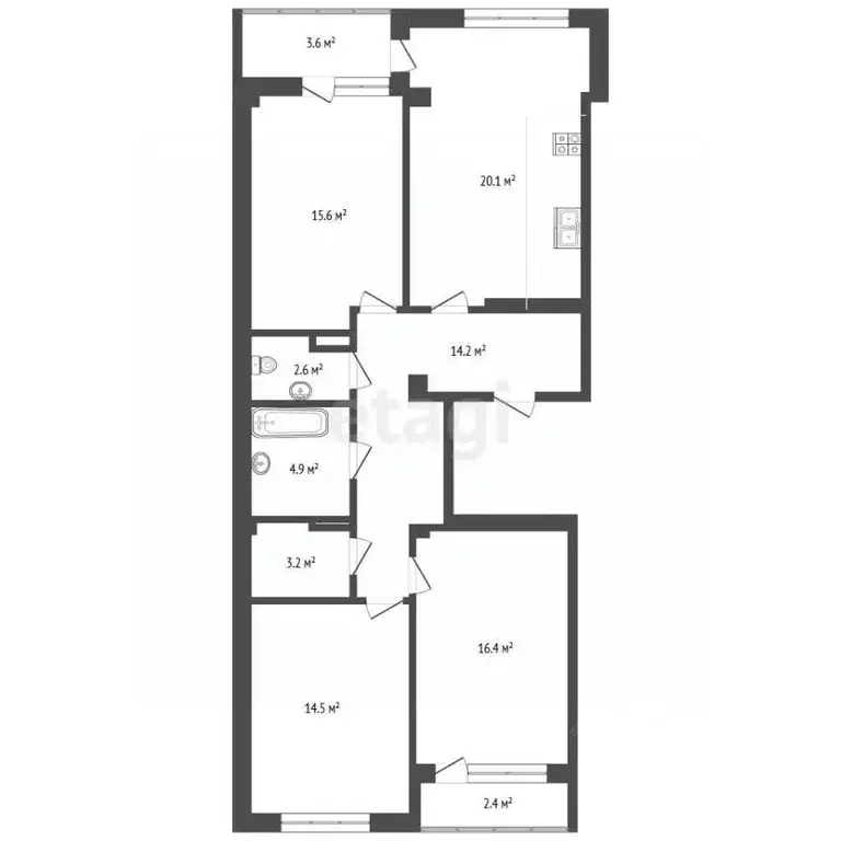 3-к кв. Севастополь ул. Степаняна, 2Б (90.9 м) - Фото 2