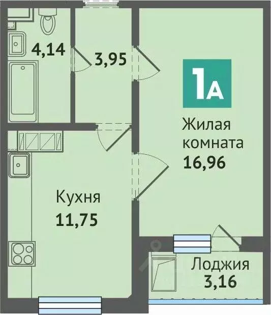 1-к кв. Марий Эл, Медведево городское поселение, Медведево пгт, Ясная ... - Фото 0