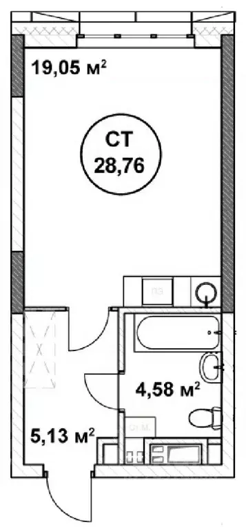 Студия Нижегородская область, Нижний Новгород ул. Родионова (28.76 м) - Фото 1