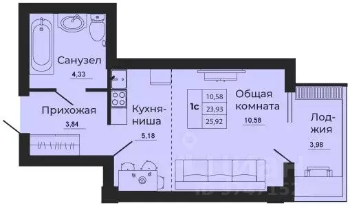 1-к кв. Ростовская область, Батайск ул. 1-й Пятилетки, 2 (25.92 м) - Фото 0