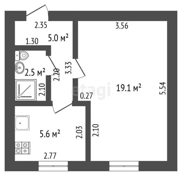 1-комнатная квартира: Ишим, улица Калинина, 110 (32.2 м) - Фото 1