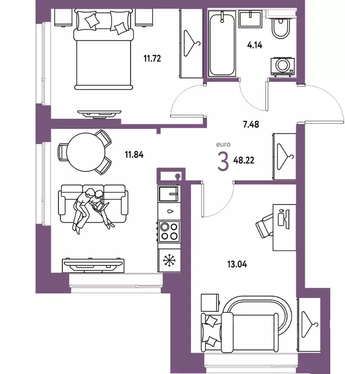 3-к кв. Свердловская область, Екатеринбург ул. Шефская, 28А (48.22 м) - Фото 1