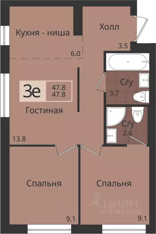 3-к кв. Пермский край, Пермь ул. Оборонщиков, 6 (47.8 м) - Фото 1