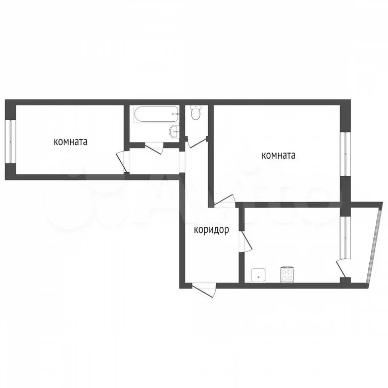 2-к. квартира, 55,5 м, 4/9 эт. - Фото 0