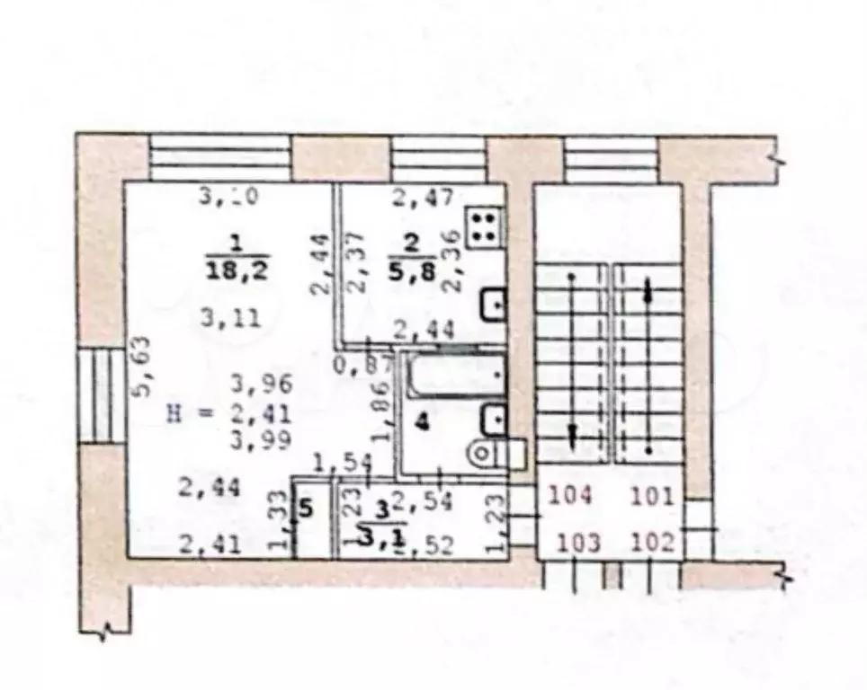1-к. квартира, 30,9 м, 5/5 эт. - Фото 0