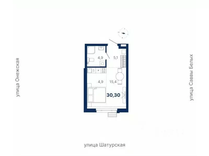 Студия Свердловская область, Екатеринбург ул. Шатурская (30.3 м) - Фото 0