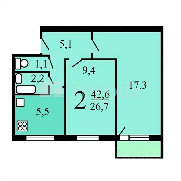 2-к кв. Москва ул. Горбунова, 11К4 (42.6 м) - Фото 1