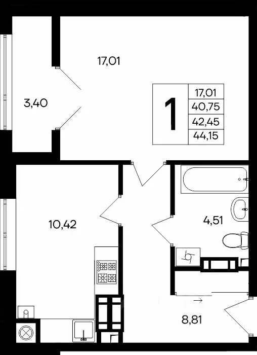 1-к кв. Крым, Евпатория Сезоны жилой комплекс (44.15 м) - Фото 1