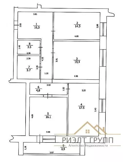 3-комнатная квартира: Казань, улица Фатыха Амирхана, 103 (97.6 м) - Фото 2