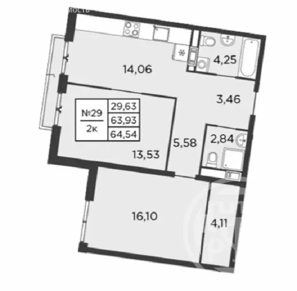 2-комнатная квартира: Санкт-Петербург, проспект Бакунина, 33 (64.54 м) - Фото 0