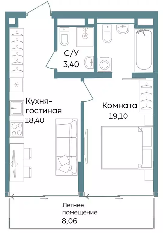 1-комнатная квартира: Республика Крым, Саки, курортный кластер Темпо ... - Фото 0