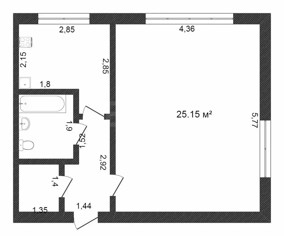 1-комнатная квартира: Тобольск, 9-й микрорайон, 18А (41 м) - Фото 1