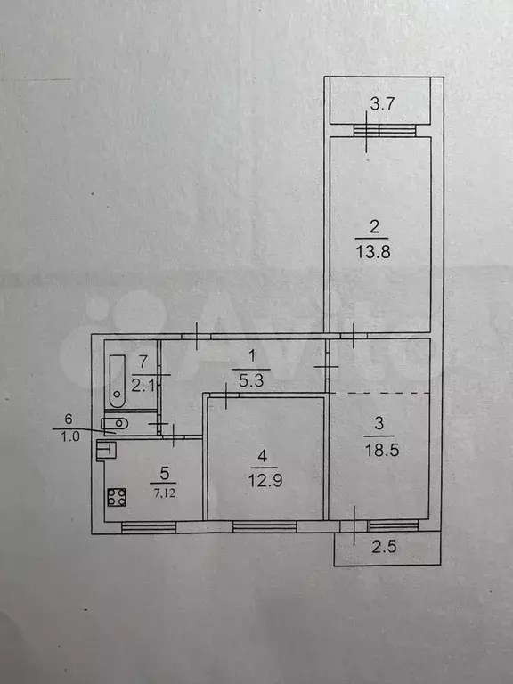 3-к. квартира, 60,5 м, 6/9 эт. - Фото 0