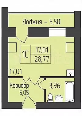 Квартира-студия, 28,8 м, 11/12 эт. - Фото 0