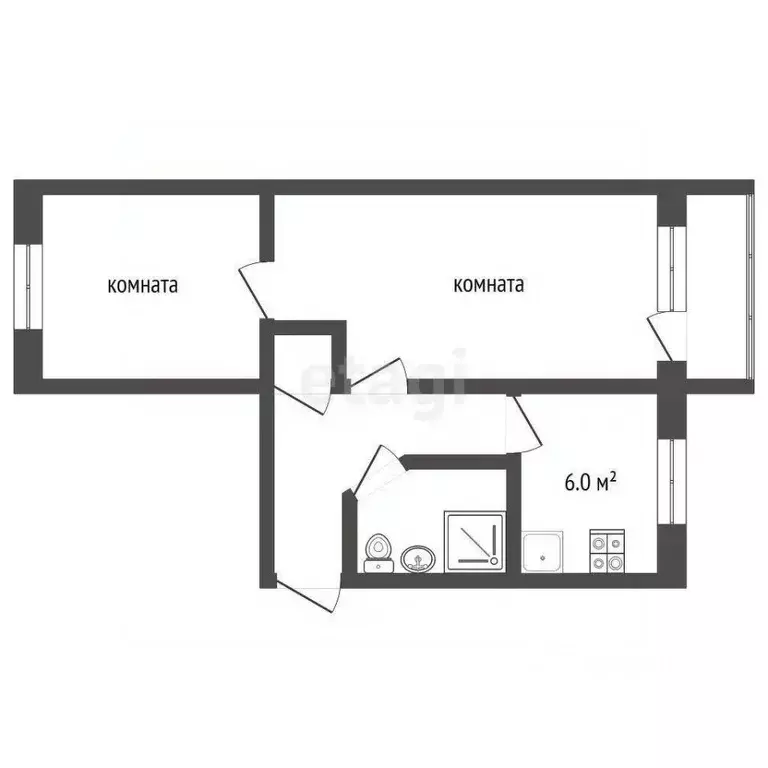 2-к кв. Пермский край, Чернушка Красноармейская ул., 100 (44.2 м) - Фото 1