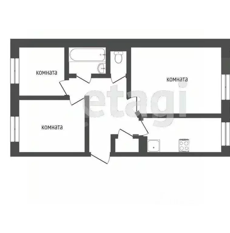 3-к кв. Калининградская область, Калининград ул. Карташева, 30Г (50.8 ... - Фото 2