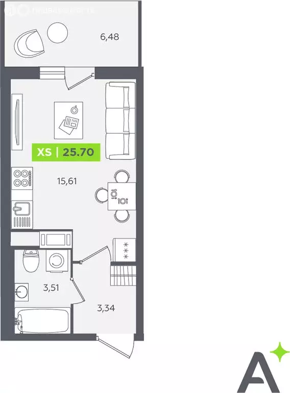 Квартира-студия: Кудрово, Солнечная улица, 10к2 (24.1 м) - Фото 1