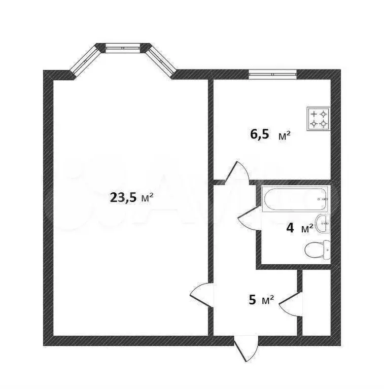 1-к. квартира, 39 м, 3/5 эт. - Фото 0