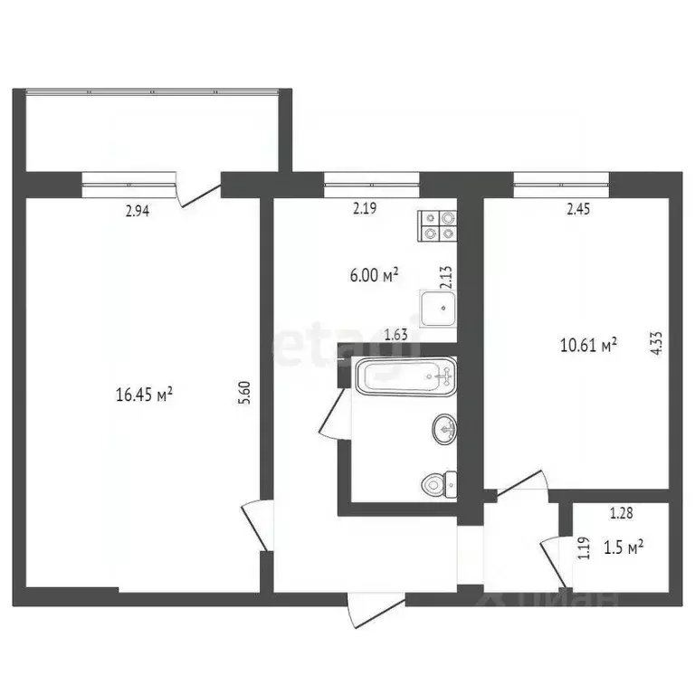 2-к кв. Вологодская область, Вологда ул. Пирогова, 21 (44.8 м) - Фото 1