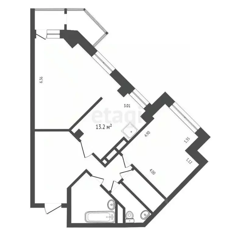 2-к кв. Красноярский край, Красноярск ул. Авиаторов, 41 (87.9 м) - Фото 2