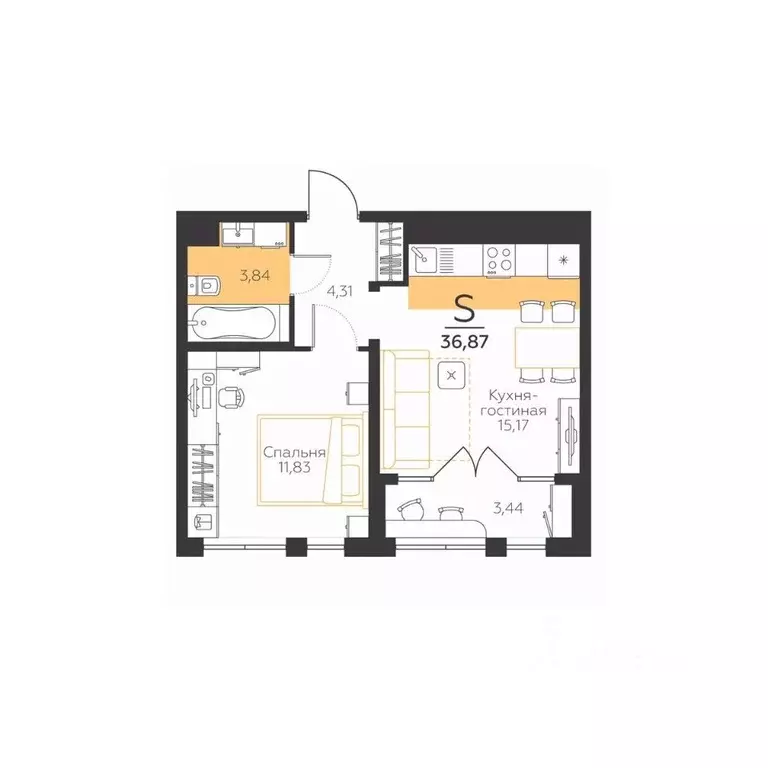 1-к кв. Тульская область, Тула городской округ, пос. Молодежный 8А ... - Фото 1