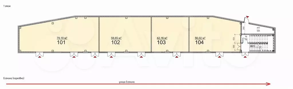 Аренда торгового помещения на Есенина, 56.02 м - Фото 0