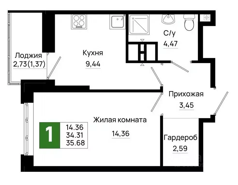 1-к кв. Ростовская область, Ростов-на-Дону Нефтекачка кв-л, Октябрь ... - Фото 0