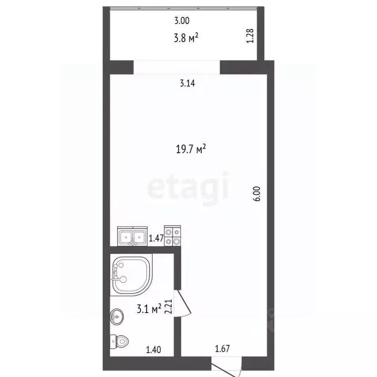 Студия Ростовская область, Ростов-на-Дону ул. Пановой, 30к2 (37.15 м) - Фото 2