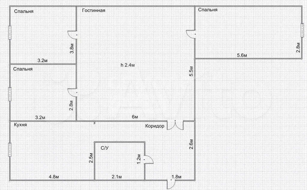 4-к. квартира, 94 м, 2/5 эт. - Фото 0