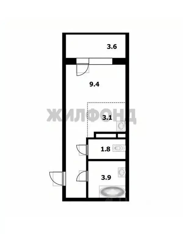 Студия Новосибирская область, Новосибирск ул. Адриена Лежена, 38 (22.3 ... - Фото 0