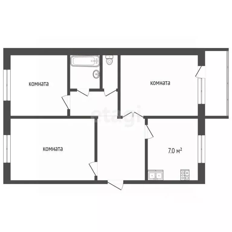 3-к кв. Тюменская область, Тюмень Парфеново мкр, ул. Тимуровцев, 32 ... - Фото 2