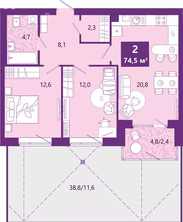 2-комнатная квартира: Калининград, Ключевая улица, 27В (75.3 м) - Фото 0