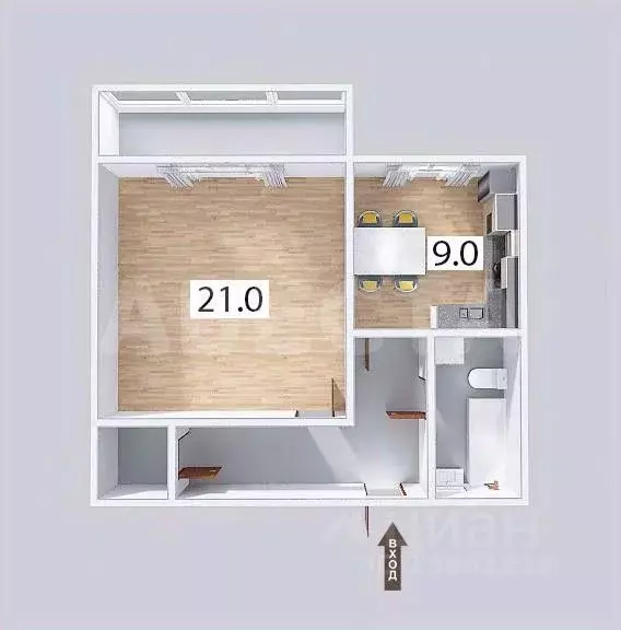 1-к кв. Омская область, Омск бул. Архитекторов, 17/2 (41.0 м) - Фото 2